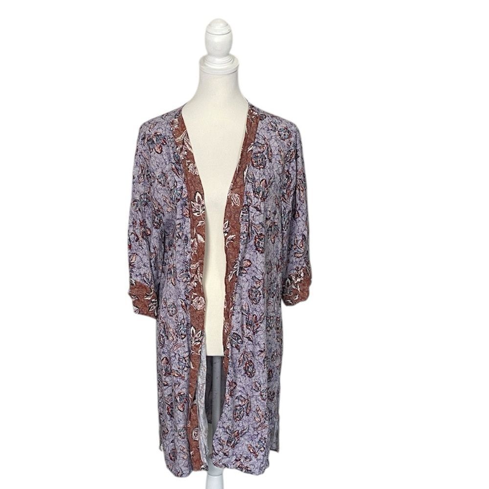 Maurices Floral Kimono Cardigan Boho Lightweight Duster Open Front Layering